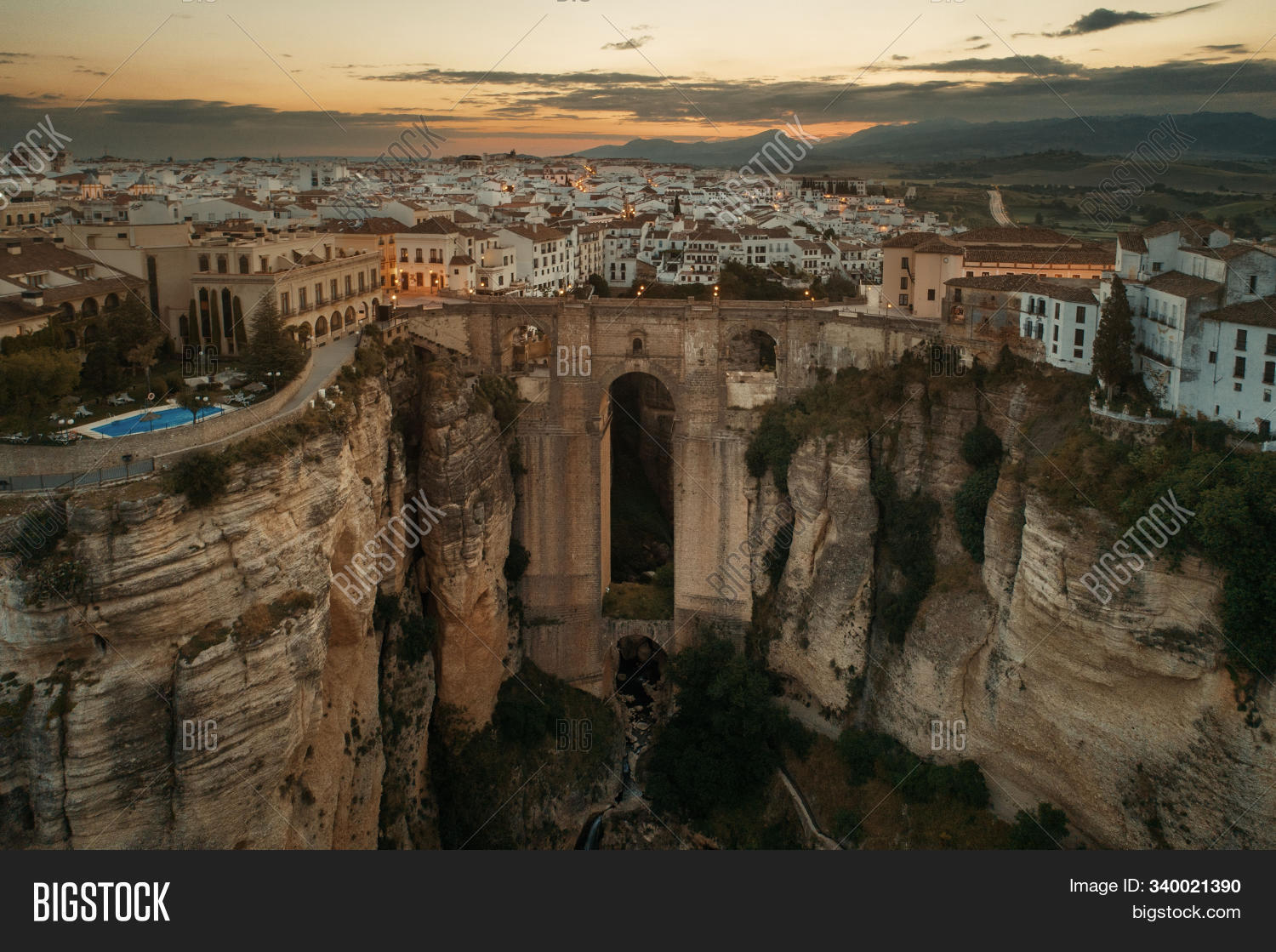 above,aerial,andalucia,andalusia,architecture,bridge,canyon,chamber,chasm,city,drone,el tajo,europe,european,famous,gorge,historic,historical,landmark,malaga,old,prison,ronda,spain,span,spanish,town,village