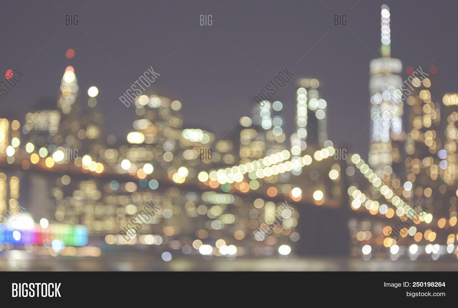 Blurred Picture Of New York City Skyline At Night 250198264