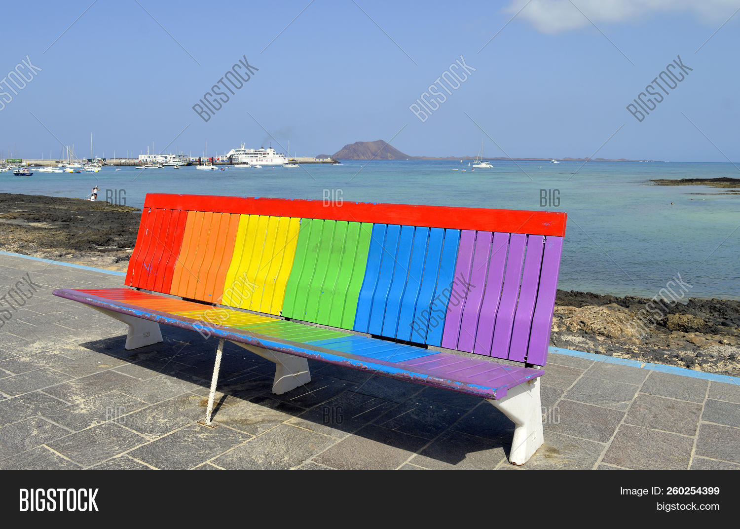 Atlantic,Corralejo,Europe,European,Fuerteventura,Mediterranean,Spanish,bench,blue,boat,chair,coast,coastal,colorful,colors,creative,fishing,furniture,green,harbor,harbour,luxury,marina,moored,ocean,orange,outdoor,park,place,port,purple,rainbow,red,rest,sea,town,transport,transportation,travel,vacation,wealth,wealthy,wood,wooden,yacht,yellow