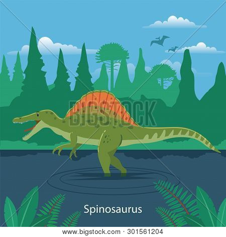 Illustration Of Spinosaurus. Dinosaur Prehistoric Animal. Extinct ...