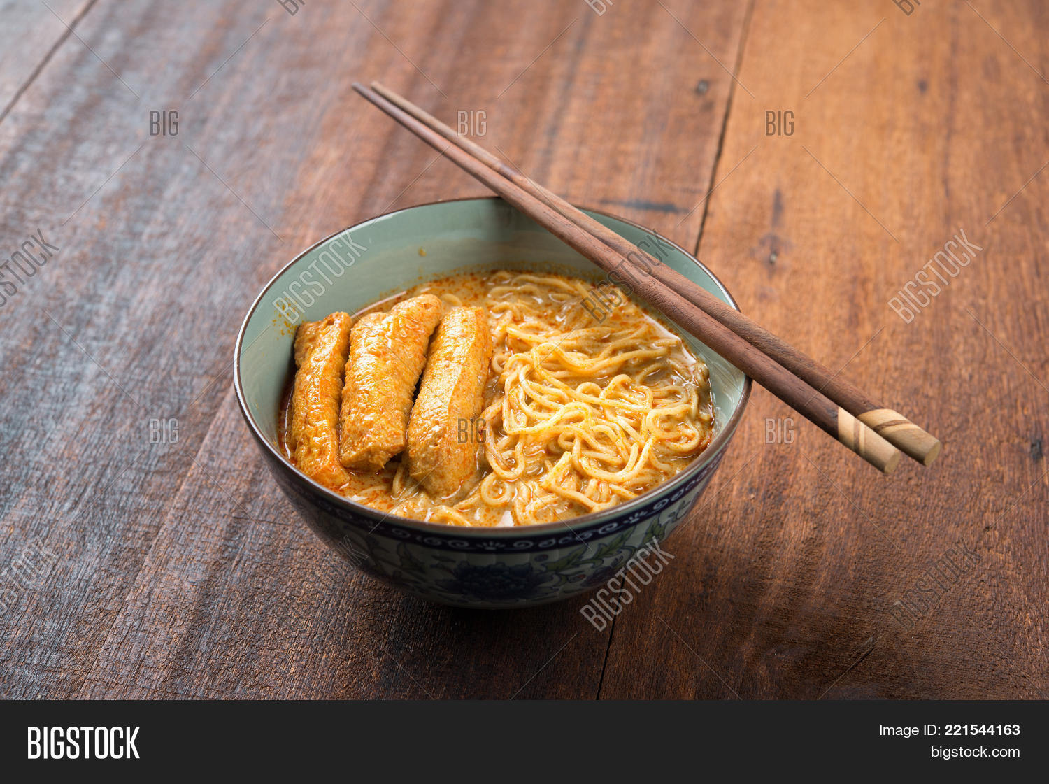Hot And Spicy Malaysian Curry Noodle Or Laksa Mee Serve With Chopsticks Malaysia Cuisine Image Stock Photo 221544163
