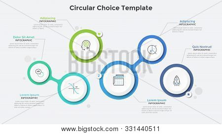 Six Separate And Connected Paper White Circles Or Bubbles. Realistic ...