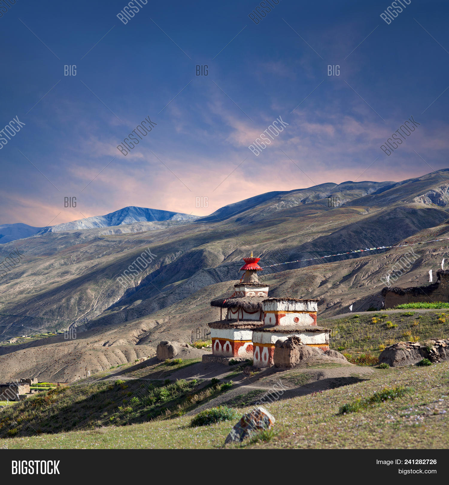 Ancient Bon Stupa In Saldang Village, Nepal image & stock photo. 241282726