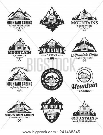 Vector Mountain Recreation And Cabin Rentals Logo Stock Images