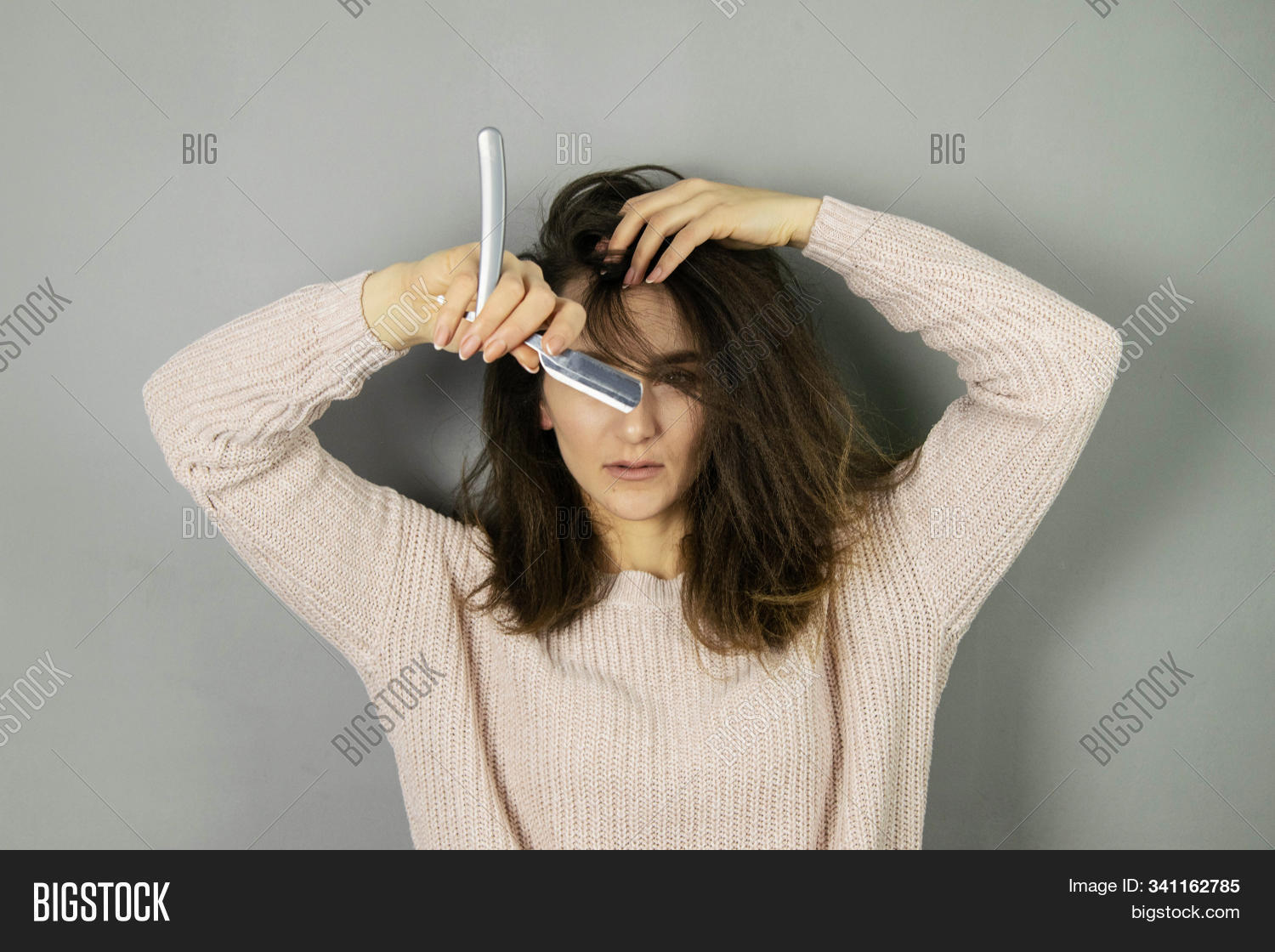 adorable,adult,attractive,background,barber,bathrobe,beautiful,beauty,blade,concept,confident,covered,cute,danger,dangerous,face,foam,girl,gorgeous,grey,hair,hairdresser,hand,hold,industry,lady,lip,long,make,makeup,metallic,metallized,play,pretty,razor,salon,shampoo,sharp,shave,smile,smooth,steel,straight,up,wear,woman,young