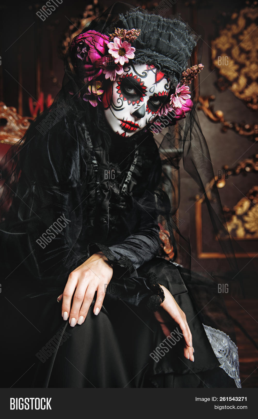 allure,attractive,background,bad,beauty,black,calavera,carnival,catrina,celebration,costume,dark,demon,devil,devilish,dress,evil,face,fancy,fantasy,female,fire,game,girl,halloween,hat,hell,horror,indoor,inside,interior,lady,make up,monster,party,people,person,play,playful,portrait,pretty,satan,scary,shadow,trident,wicked,woman,young