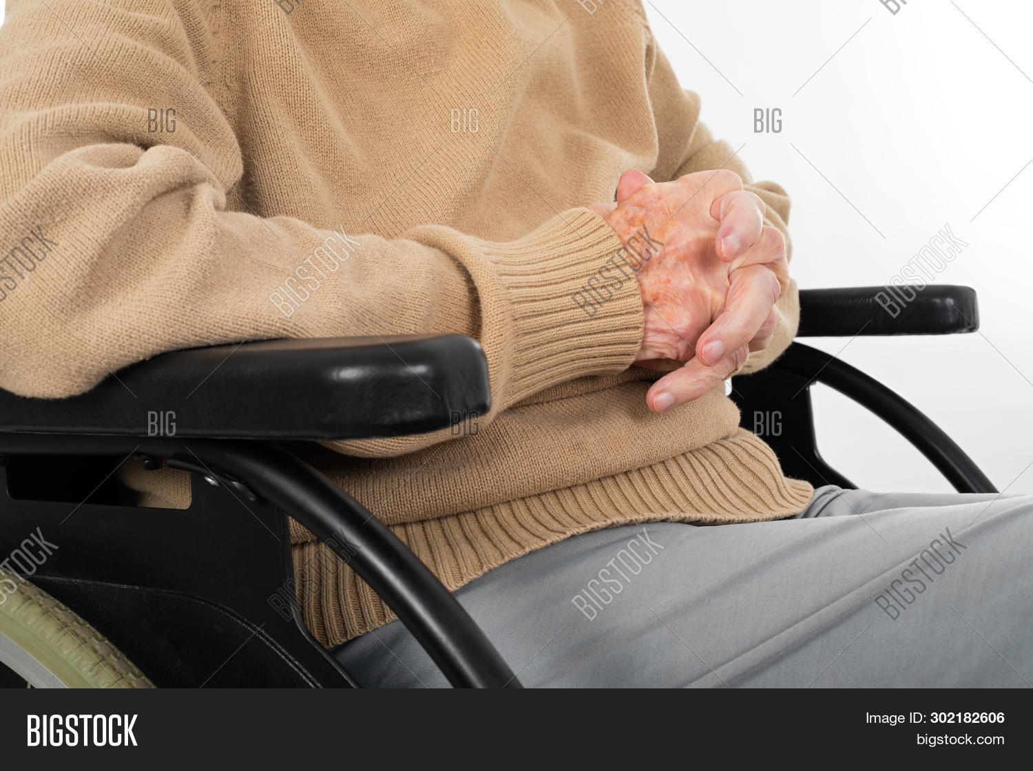 Close Up Picture Of Elderly Female Hands Holding Hands Shaking