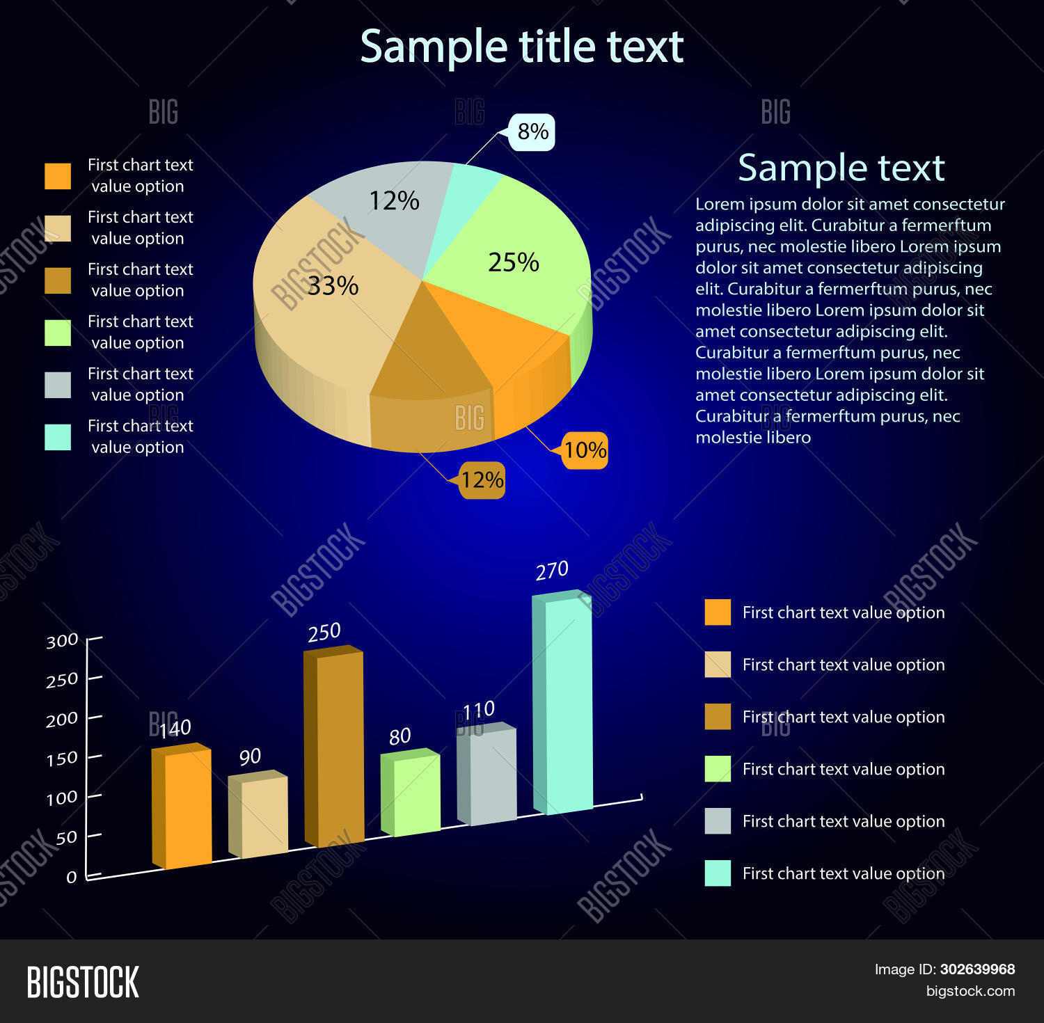 Isometric 3d Vector Charts. Pie Chart And Bar Chart. Infographic ...