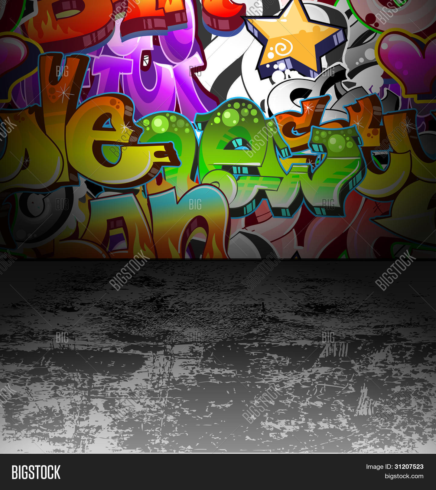 Graffiti Wall Background Urban Art Cool Grunge Design Image Stock Photo