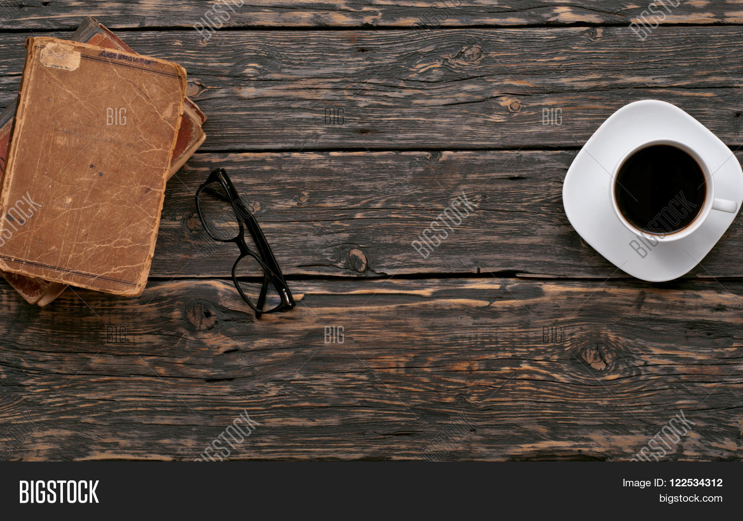 Stacked Old Books Eyewear And 122534312 Image Stock Photo