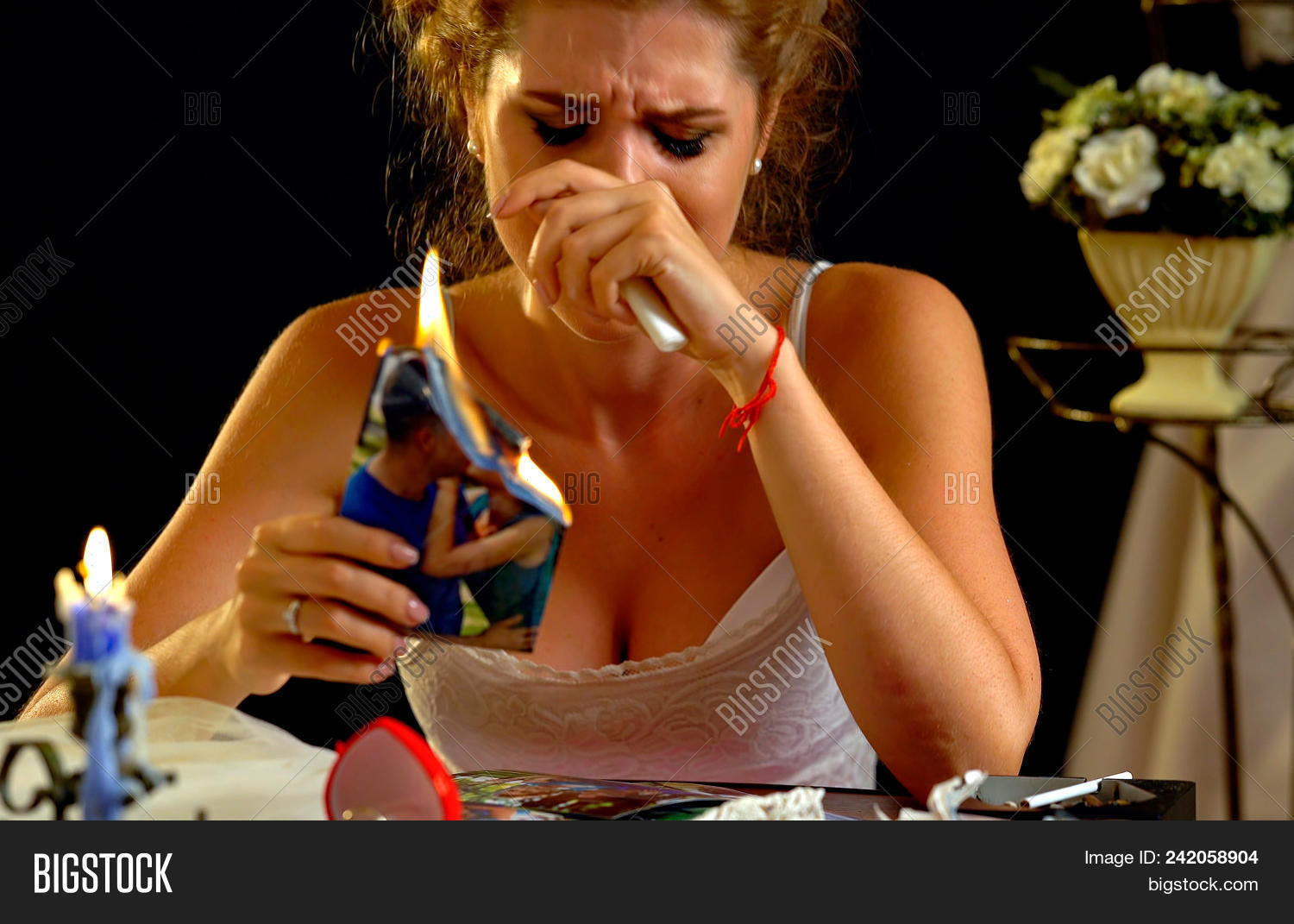 Broken Heart Woman Couple Break Up Sad Bride On Unhappy Wedding Woman And Groom Quarrel Girl Bur 242058904 Image Stock Photo