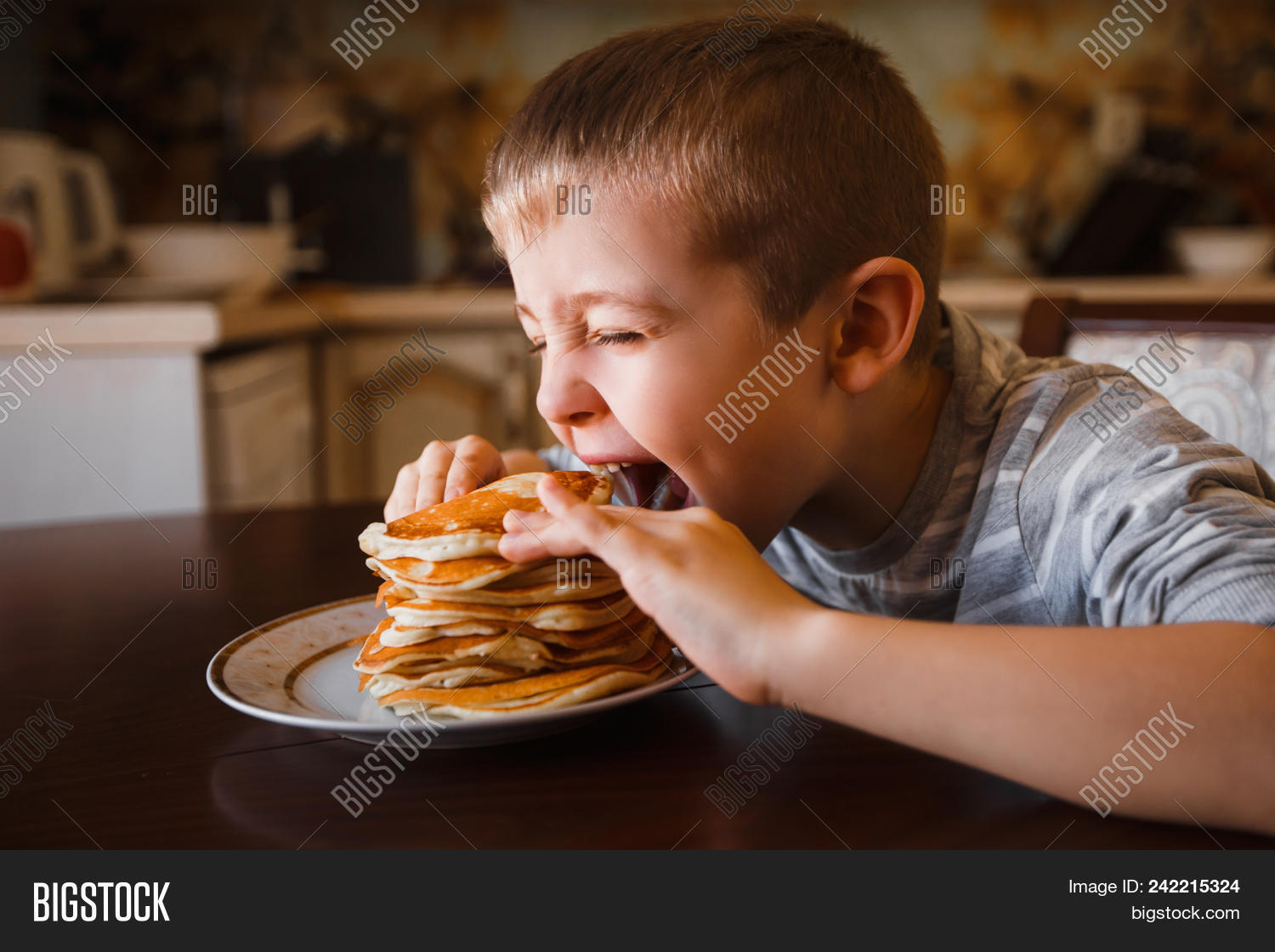 adorable,appetite,appetizing,baby,background,baked,beautiful,big,boy,breakfast,caucasian,cheerful,child,cute,dessert,eating,face,flapjacks,food,fork,fun,funny,girl,grimace,happy,healthy,holding,horizontal,hotcakes,hungry,joy,kid,knife,little,male,meal,nutrition,pancake,pile,plate,pretty,sitting,smile,stack,sweet,table,toddler,weaning,white,young