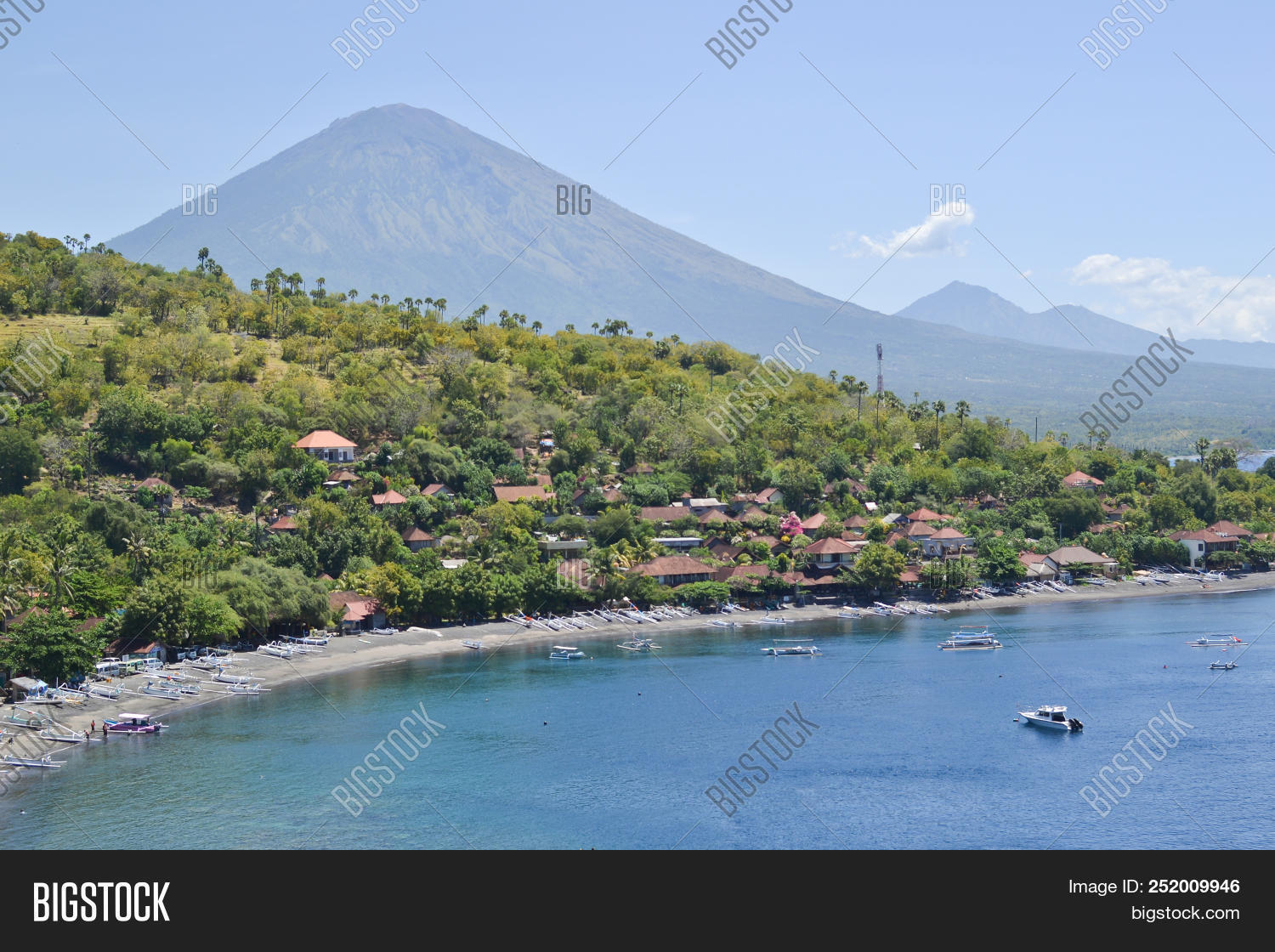 Amed Beach And Blue Lagoon With Agung Volcano On Background Amed Village East Of Bali Indonesia Image Stock Photo 252009946 You can enjoy the sunset behind a huge volcano or long walks along the tip: photostock editor