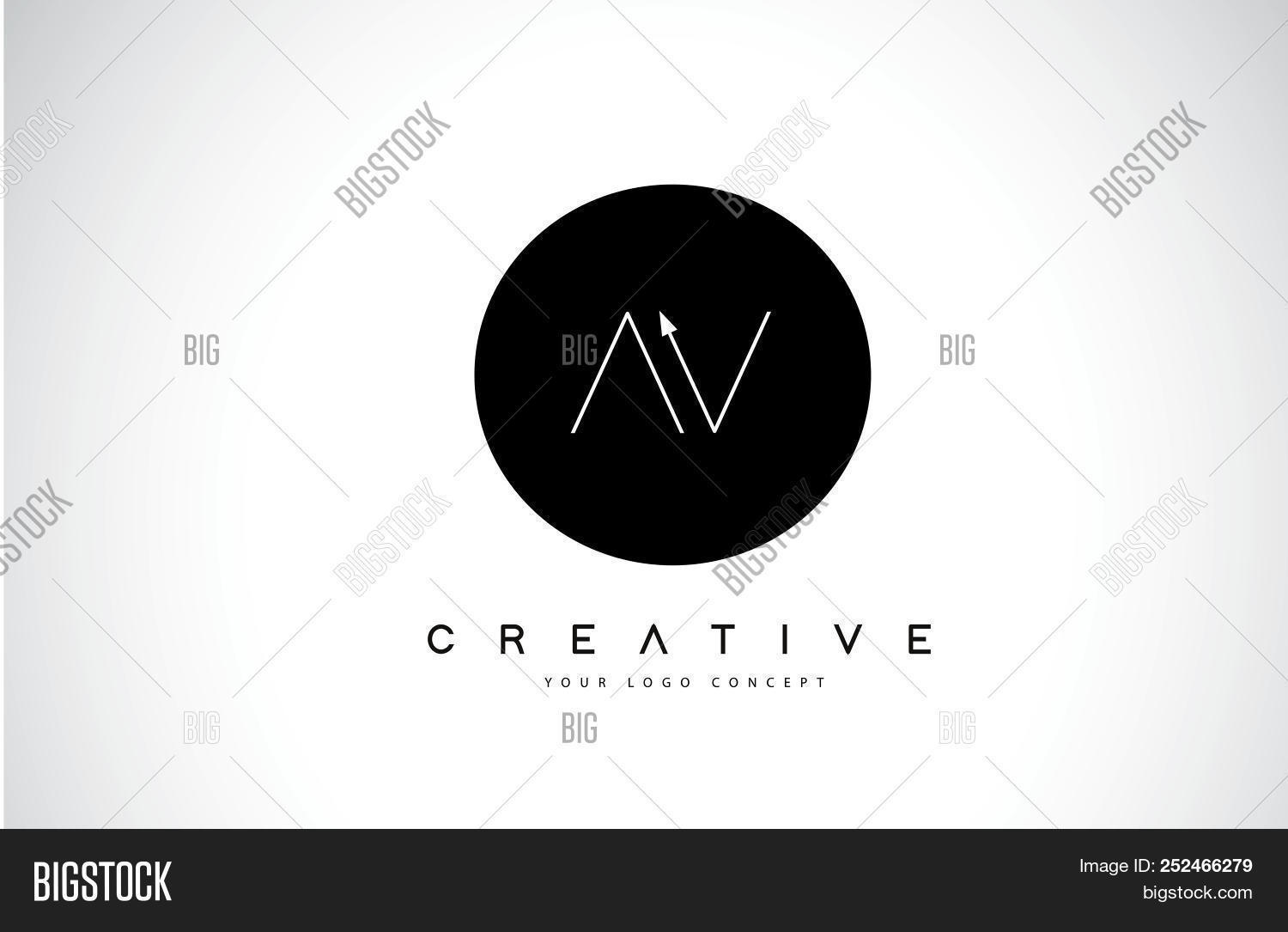 Av A V Logo Design With Black And White Creative Icon Text Letter Vector 252466279 Image Stock Photo