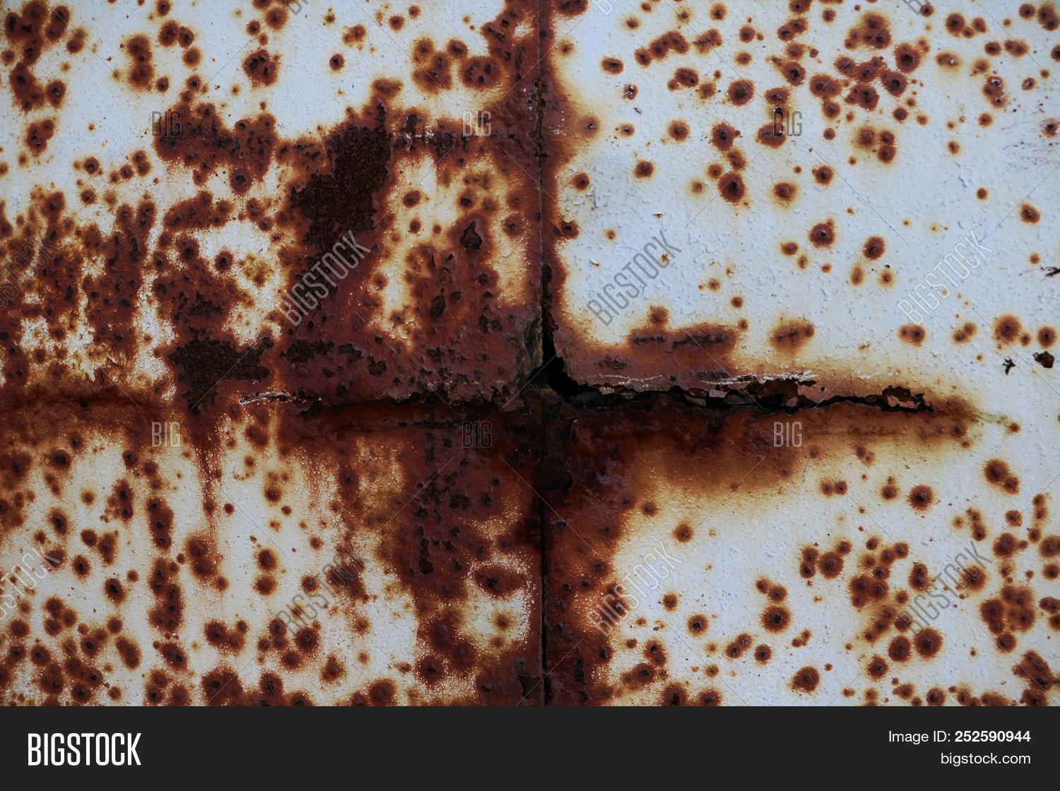 The Metal Surface Rusted Spots. Rysty Corrosion. Corroded White Metal ...
