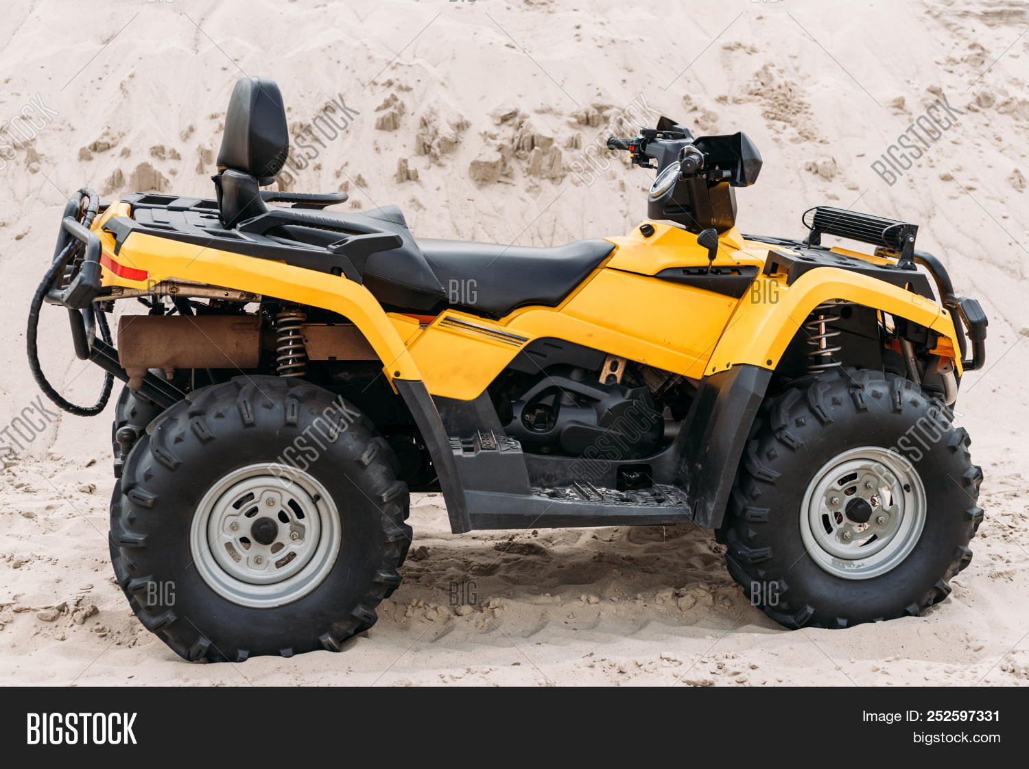 Side View Of Modern Yellow All Terrain Vehicle Standing In Desert On Cloudy Day Image Stock Photo 252597331 Due to the eu's global data protection regulation, our website is currently unavailable to visitors from most european countries.