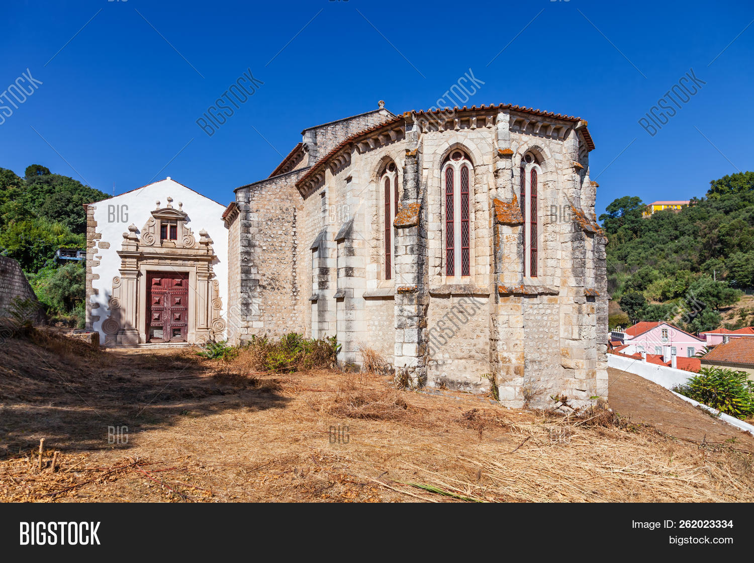 Santarem, Portugal. Gothic apse of the Igreja de Santa Cruz Church with ...