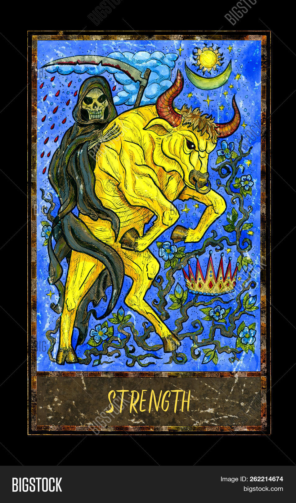 Halloween,antique,arcana,art,astrology,background,bull,card,cartomancy,death,deck,decorative,design,drawing,drawn,esoteric,fable,fantastic,fantasy,fate,fortune,fortuneteller,frame,game,gothic,graphic,hand,illustration,magic,mysterious,myth,occult,old,oracle,power,prediction,prophecy,reading,ritual,sacred,skeleton,spiritual,strength,supernatural,symbol,tarot,vintage,wiccan,witchcraft