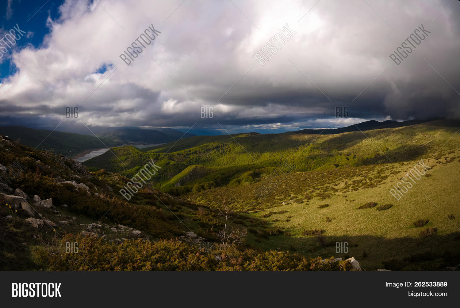 Landscape Of Mavrovo National Park With Mountain And Lake In Fyr Macedonia Image Stock Photo 262533889