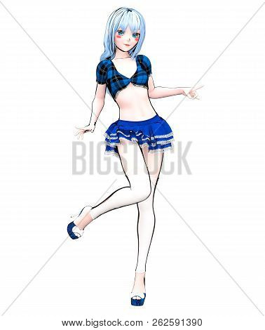 3d Sexy Anime Doll Japanese Anime Schoolgirl Big Blue Eyes Bright