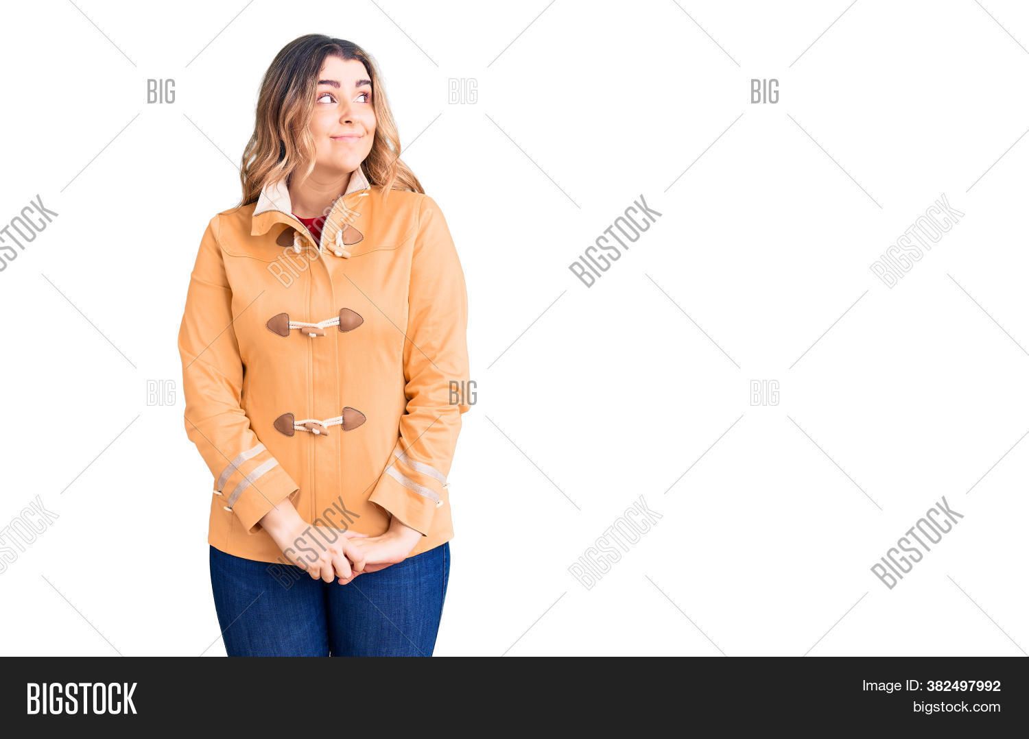 adult, 																					attractive, 																					away, 																					beautiful, 																					blonde, 																					casual, 																					cheerful, 																					clothes, 																					confident, 																					cool, 																					expression, 																					eyes, 																					face, 																					fashion, 																					fashionable, 																					female, 																					happy, 																					hispanic, 																					idea, 																					interest, 																					jacket, 																					look, 																					manner, 																					mouth, 																					natural, 																					over, 																					people, 																					person, 																					portrait, 																					positive, 																					side, 																					smart, 																					smile, 																					space, 																					standing, 																					stare, 																					studio, 																					style, 																					stylish, 																					thinking, 																					trust, 																					up, 																					view, 																					woman, 																					young