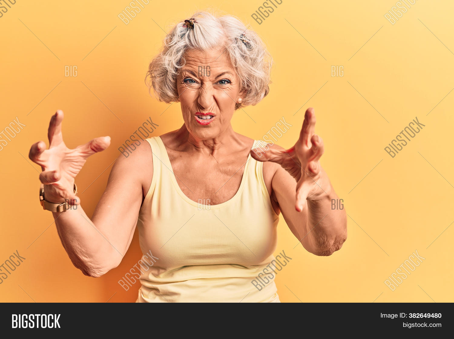 aggressive, 																					anger, 																					angry, 																					beautiful, 																					casual, 																					clothes, 																					communication, 																					cool, 																					crazy, 																					elderly, 																					evil, 																					expression, 																					face, 																					fashion, 																					fashionable, 																					fear, 																					female, 																					frustrated, 																					furious, 																					gesture, 																					grey-haired, 																					hand, 																					hispanic, 																					mad, 																					mature, 																					middle age, 																					mouth, 																					negative, 																					old, 																					open, 																					people, 																					portrait, 																					problem, 																					rage, 																					scream, 																					senior, 																					shout, 																					shouting, 																					sleeveless, 																					standing, 																					strangle, 																					stress, 																					studio, 																					stylish, 																					upset, 																					woman, 																					yell