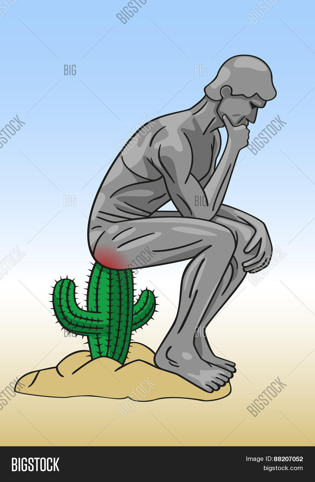 ache,affliction,anguish,anus,backside,buttocks,cactus,caricature,cartoon,complaint,disease,evil,figure,hemorrhoid,hurt,illness,malady,monument,pain,rear,sculpture,seat,sit,statue,thinker,travesty,vector