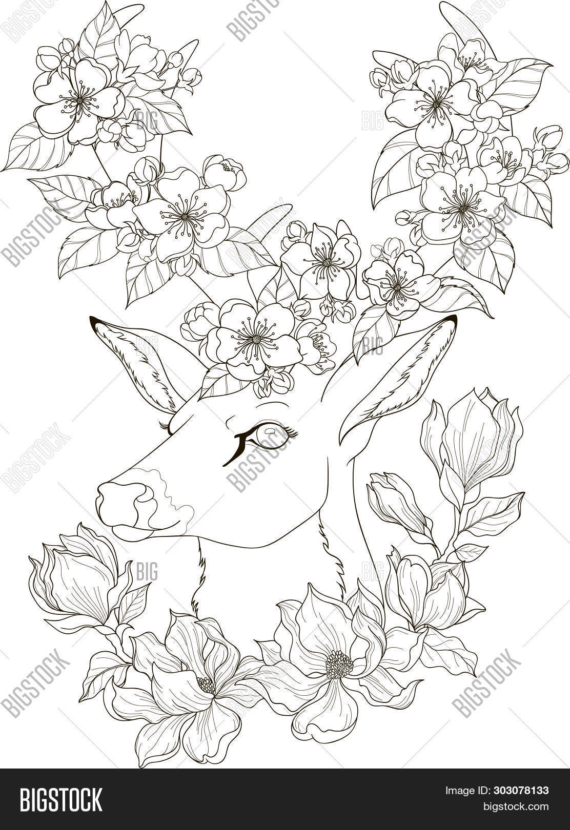 animal,antistress,appleblossom,appletree,art,beautiful,blackandwhite,blossom,cartoon,coloring,coloringbook,coloringforadults,coloringpage,colouring,decorative,deer,detailed,digital,doodle,draw,drawing,drawn,dream,fantasy,flowers,graphic,horns,illustration,leaf,leaves,line,lineart,lineout,magnolia,monochrome,nature,outline,page,pattern,rack,sketch,spring,swirl,texture,vintage,zen,zenart,zendoodle,zentangle