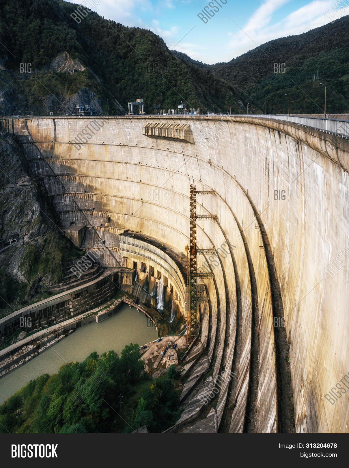 Enguri Hydroelectric Power Station Hes. The Jvari Reservoir Next To ...