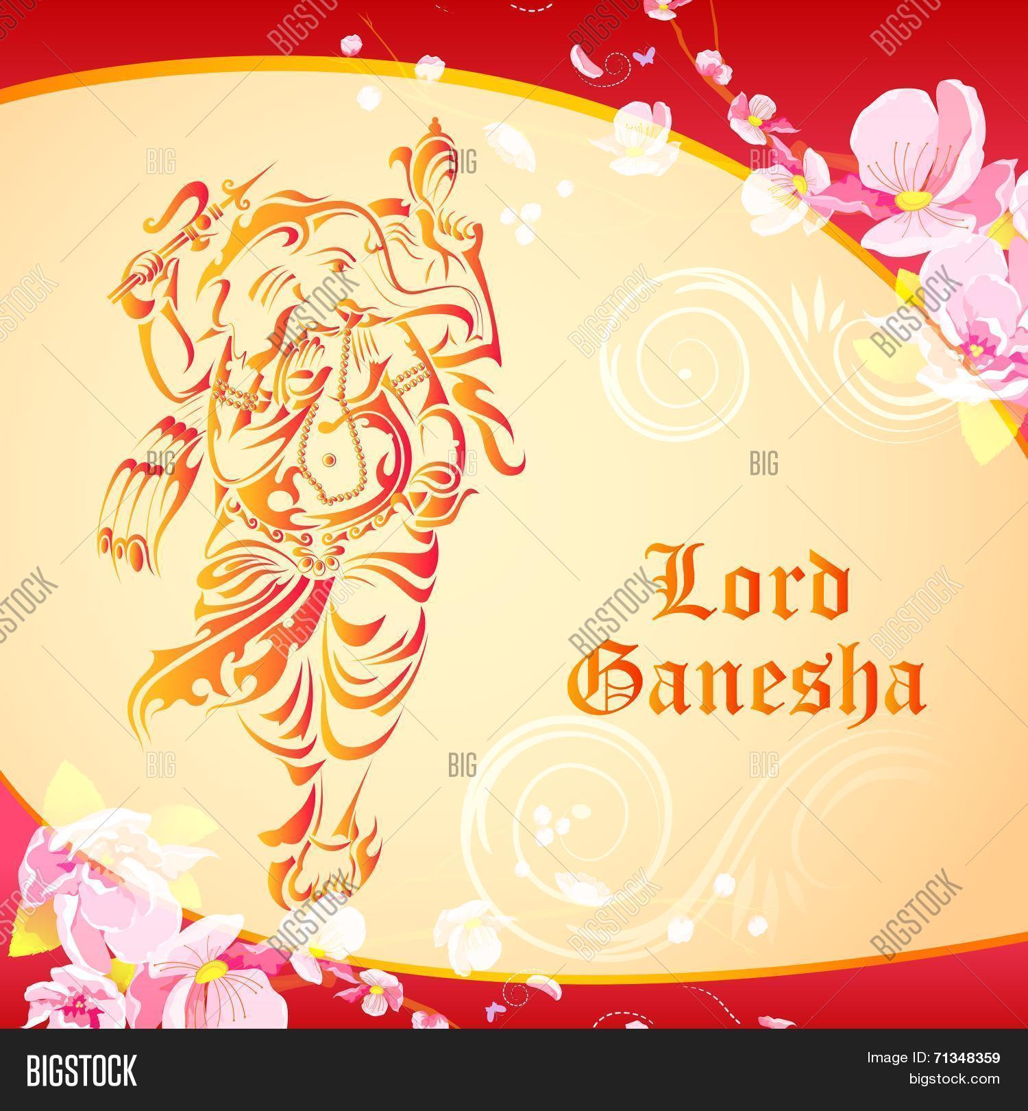 Lord Ganesha On Floral Backdrop 71348359 Image Stock Photo