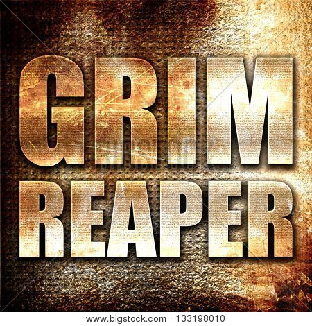 grim reaper, 3D rendering, metal text on rust background image & stock ...