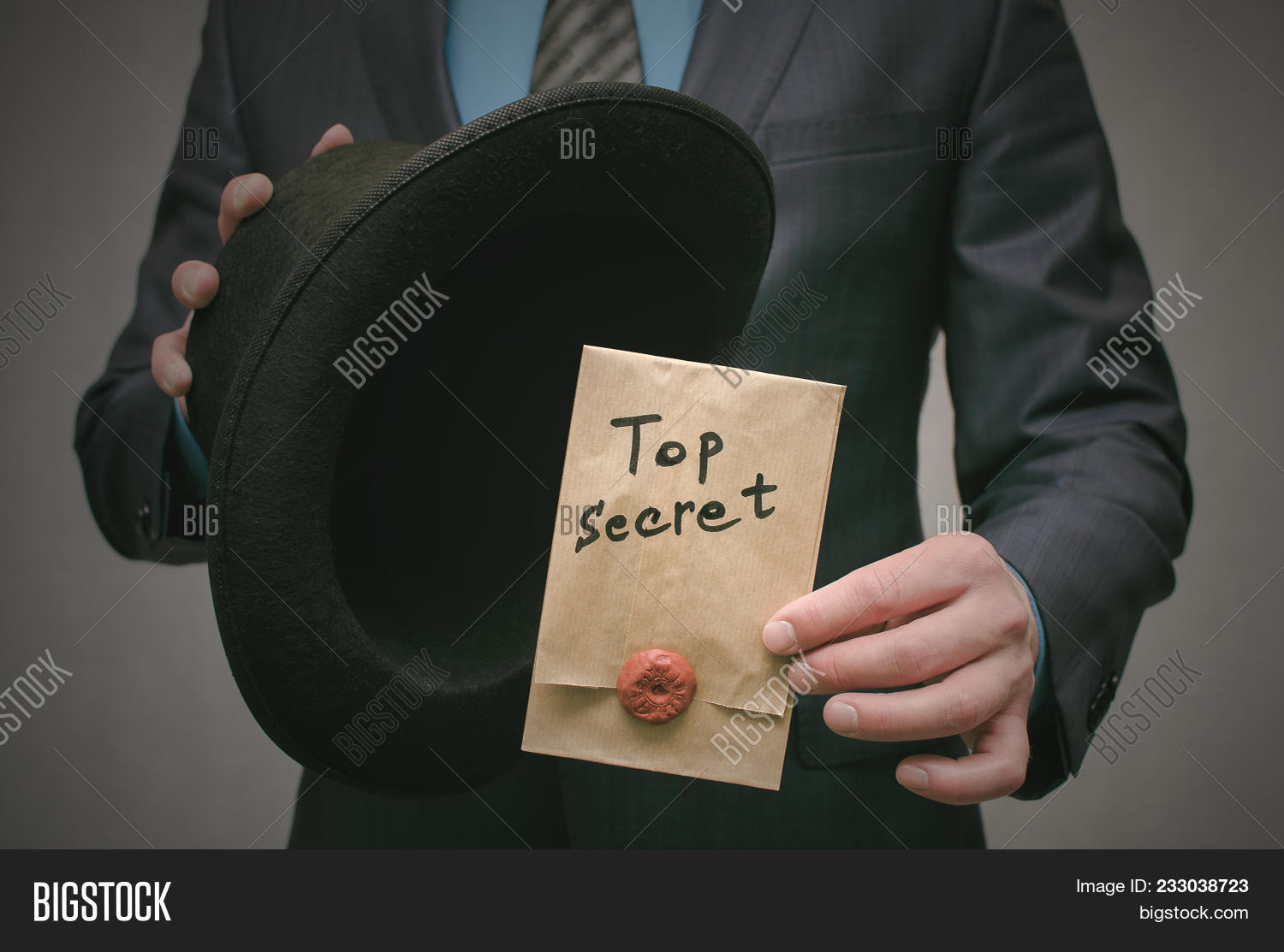 Top Secret Concept Open The Secret Business Man Takes Out Secret Documents From His Hat Confident Image Stock Photo