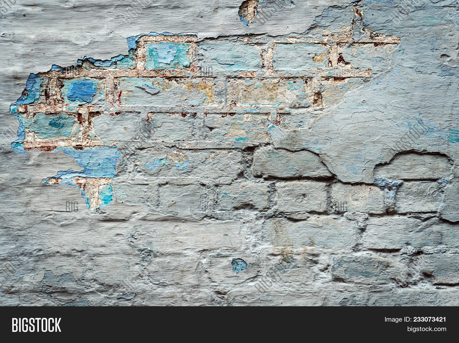 Abstract Stonewall Urban Texture Brick Wall With Shabby Damaged Abstract