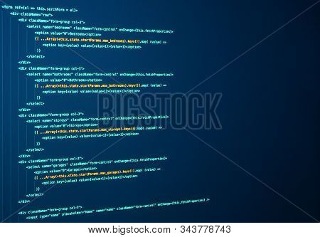 Javascript Lines Of Code For Website Application. Script Language For ...