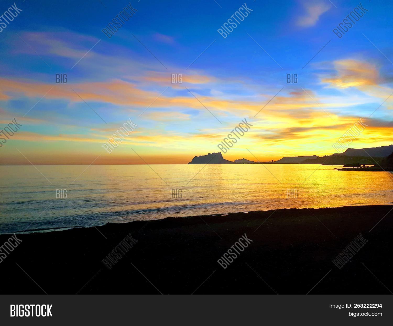 Alicante,Atardecer,El,Moraira,Portet,Spania,en,la,playa