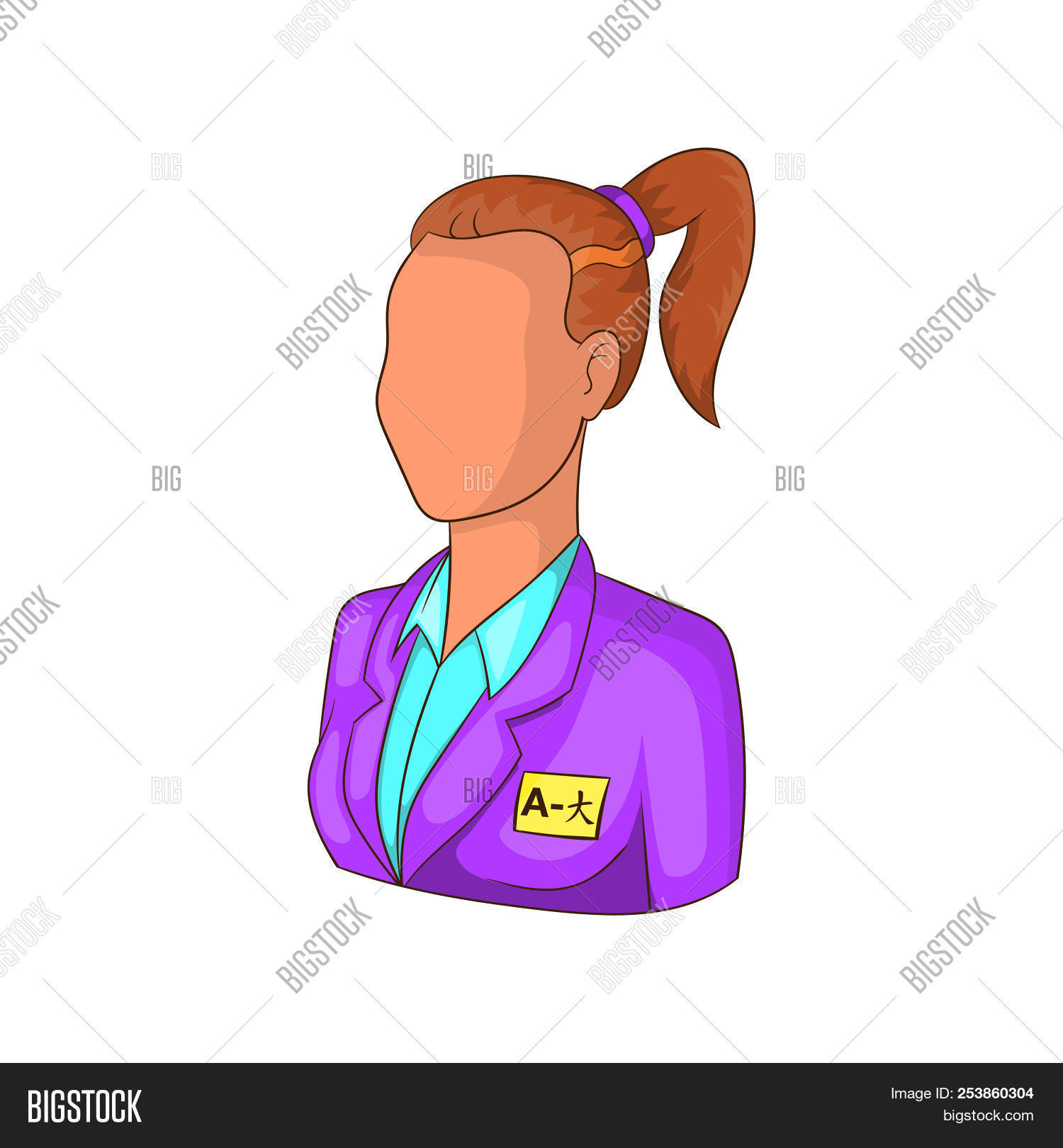 Translator Interpreter Woman Icon In Cartoon Style Isolated On