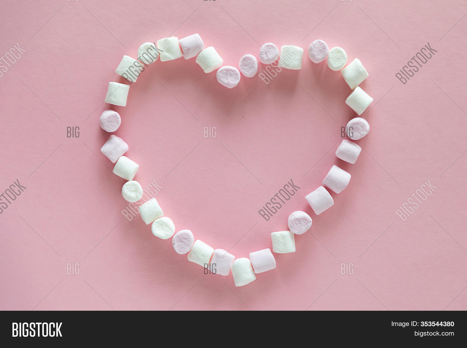 Heart Shaped Marshmallows On Pink Background Sweet Food Image Stock Photo 353544380