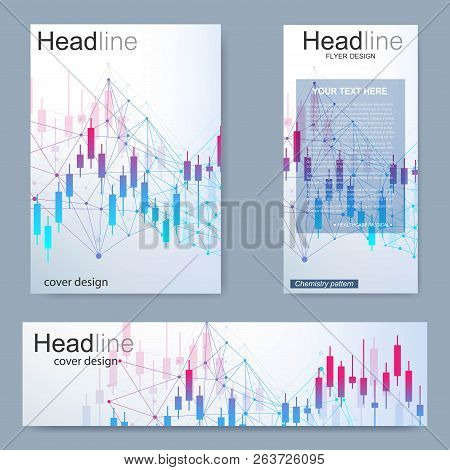 Set Flyer Brochure Size A4 Template Banner Stock Market Or