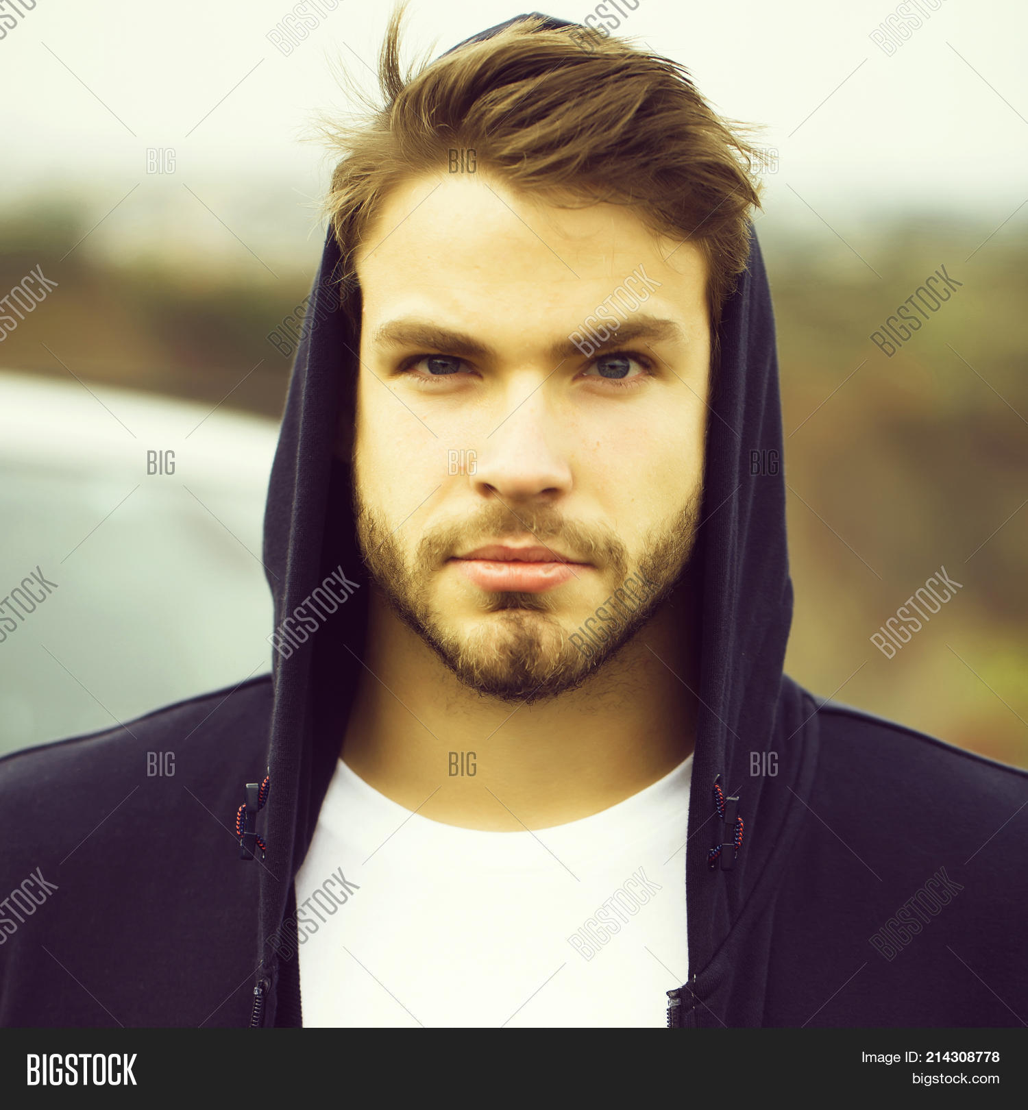Bearded Man In Hood 214308778 Image Stock Photo