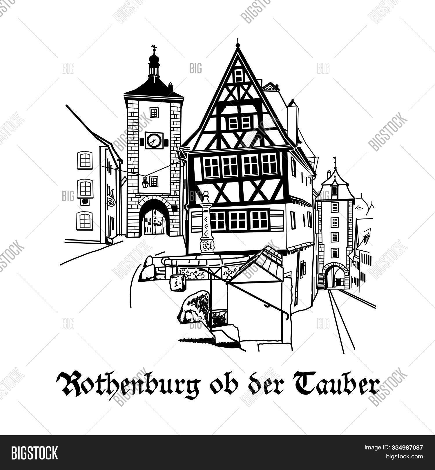architecture,art,bavaria,bavarian,black,buildings,bw,city,cityscape,design,destination,downtown,drawing,drawn,europe,european,german,germany,half-timbered,historic,houses,illustration,ink,landmark,line,medieval,old,pen,plonlein,post-and-beam,rothenburg,rothenburg ob der tauber,scene,sketch,square,street,tauber,timber framing,tourism,tourist,tower,town,travel,unesco,view,white