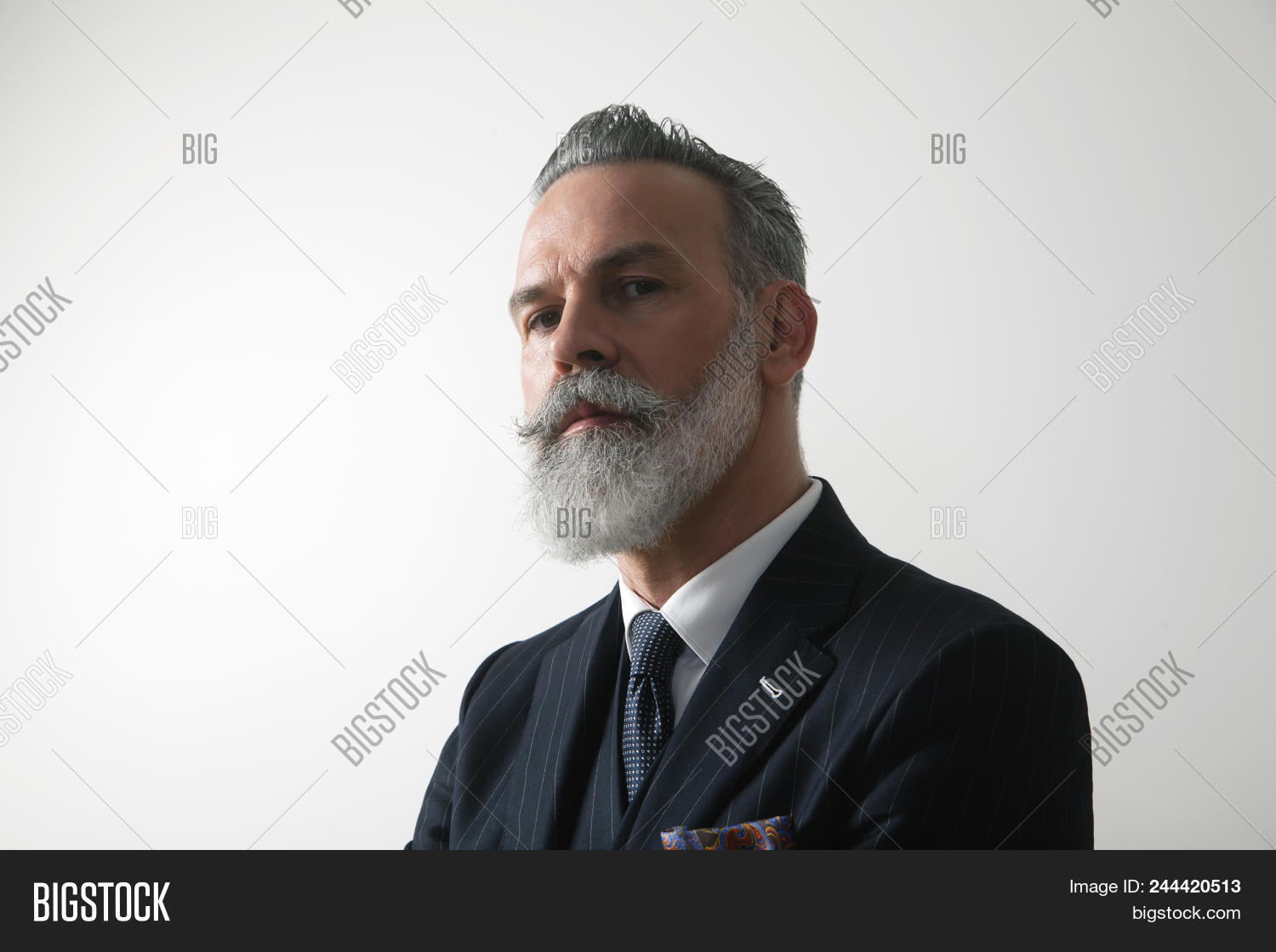 Portrait Of Confident Bearded Middle Aged Gentleman Wearing