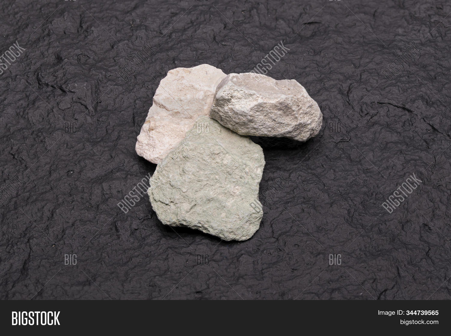 Close Up Stone Of Zeolite Mesolite Raw Stones On Black Background