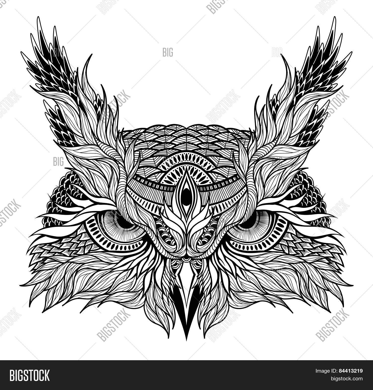 Psychedelic Owl Head Tattoo 84413219 Image Stock Photo