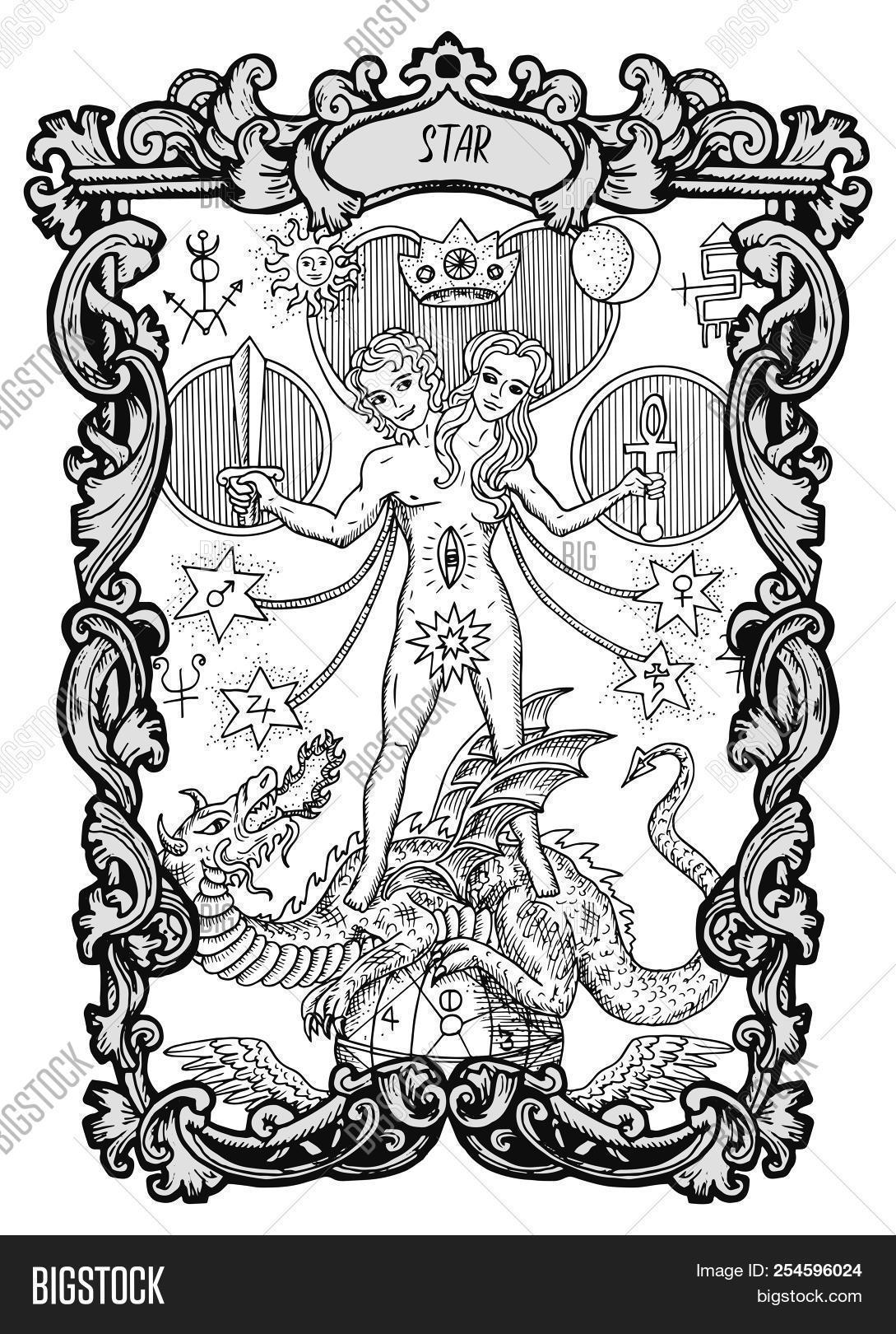 alchemy,antique,arcana,art,astrology,background,cards,cartomancy,coloring,deck,decorative,design,dragon,drawing,drawn,engraving,esoteric,fable,fantastic,fantasy,fate,fortuneteller,frame,gothic,graphic,hand,illustration,line,magic,monochrome,mysterious,myth,occult,oracle,prediction,prophecy,reading,sacral,sketch,spiritual,star,supernatural,symbol,tarot,twins,vector,vintage,wiccan,witchcraft