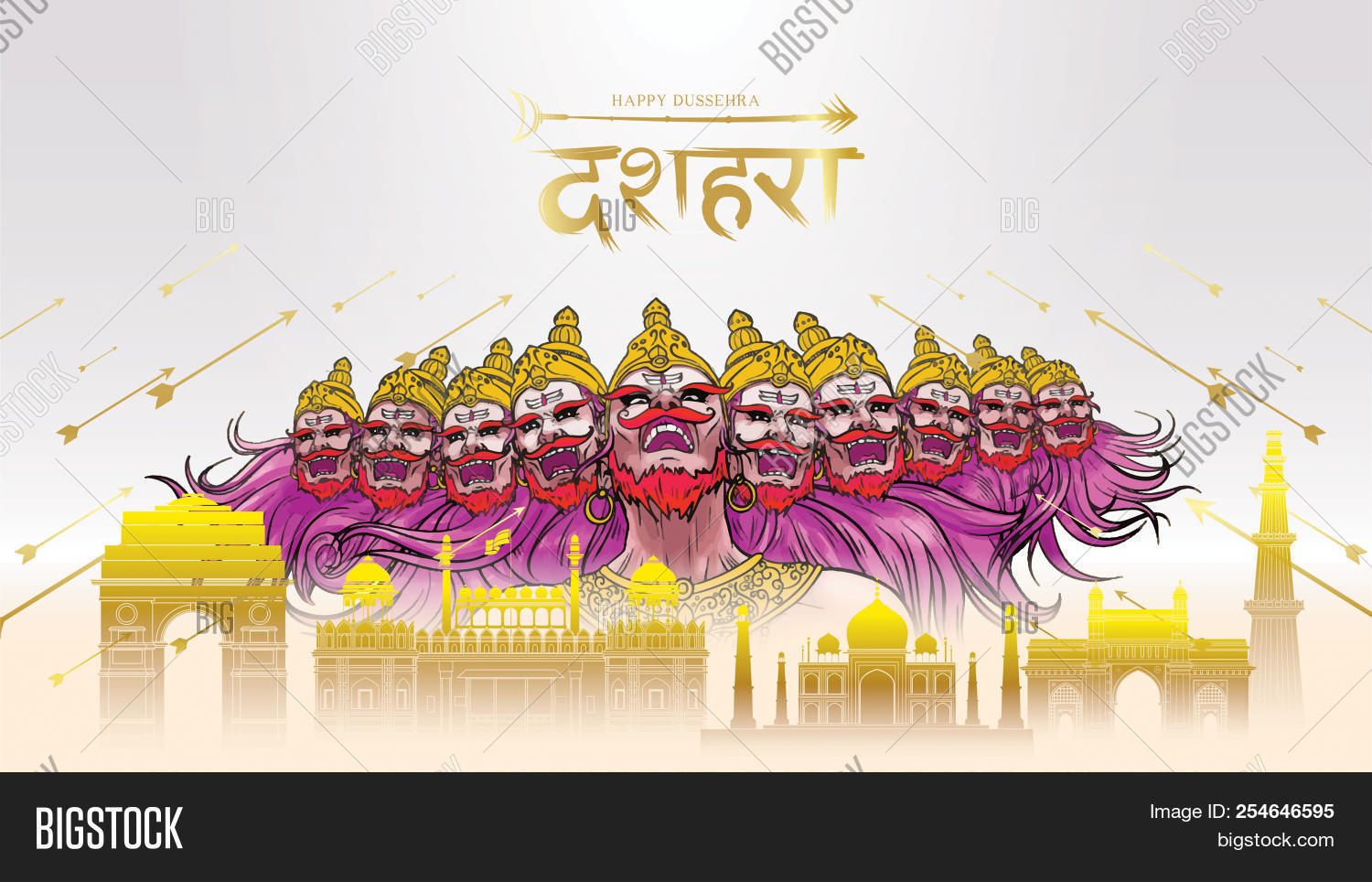 Vector Illustration Of Lord Rama Killing Ravana In Happy Dussehra Navratri Poster Festival Of India 254646595 Image Stock Photo