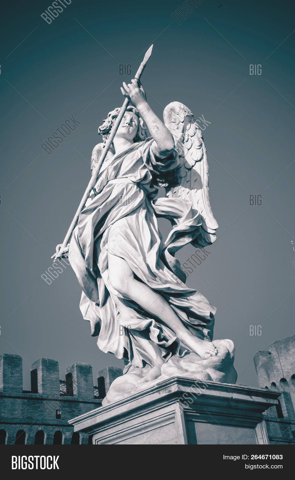 Angelo,Bernini,Europe,Italian,Italy,Renaissance,Roma,Roman,Rome,Vatican,angel,angelic,antique,archangel,architecture,art,baroque,bridge,catholic,catholicism,christ,christianity,cross,duotone,faith,famous,hadrian,heaven,historic,hope,marble,medieval,monument,passion,ponte,praying,religion,religious,saint,sculpture,sky,statue,stone,symbol,toned,vintage,wing,winged