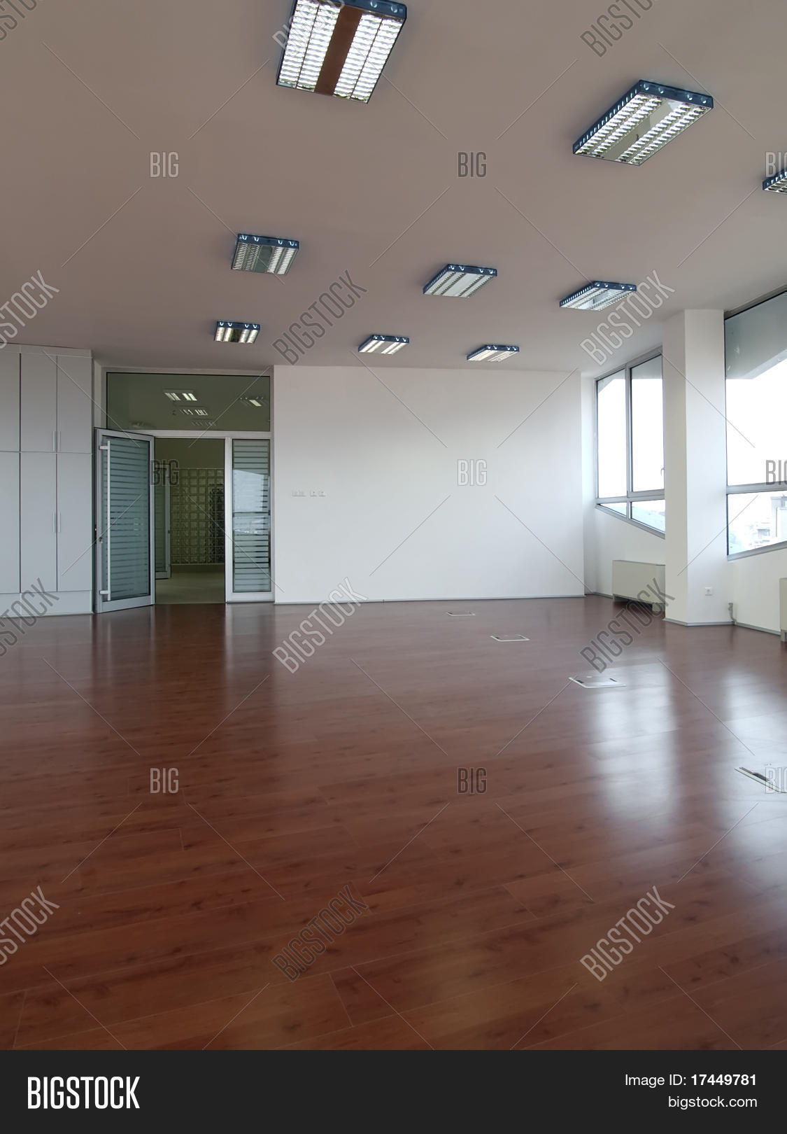 business,ceiling,decorating,decoration,design,door,empty,floor,home,indoors,interior,lamp,light,modern,office,office space,parquet,room,space,style,wall,white,window,wood,workplace