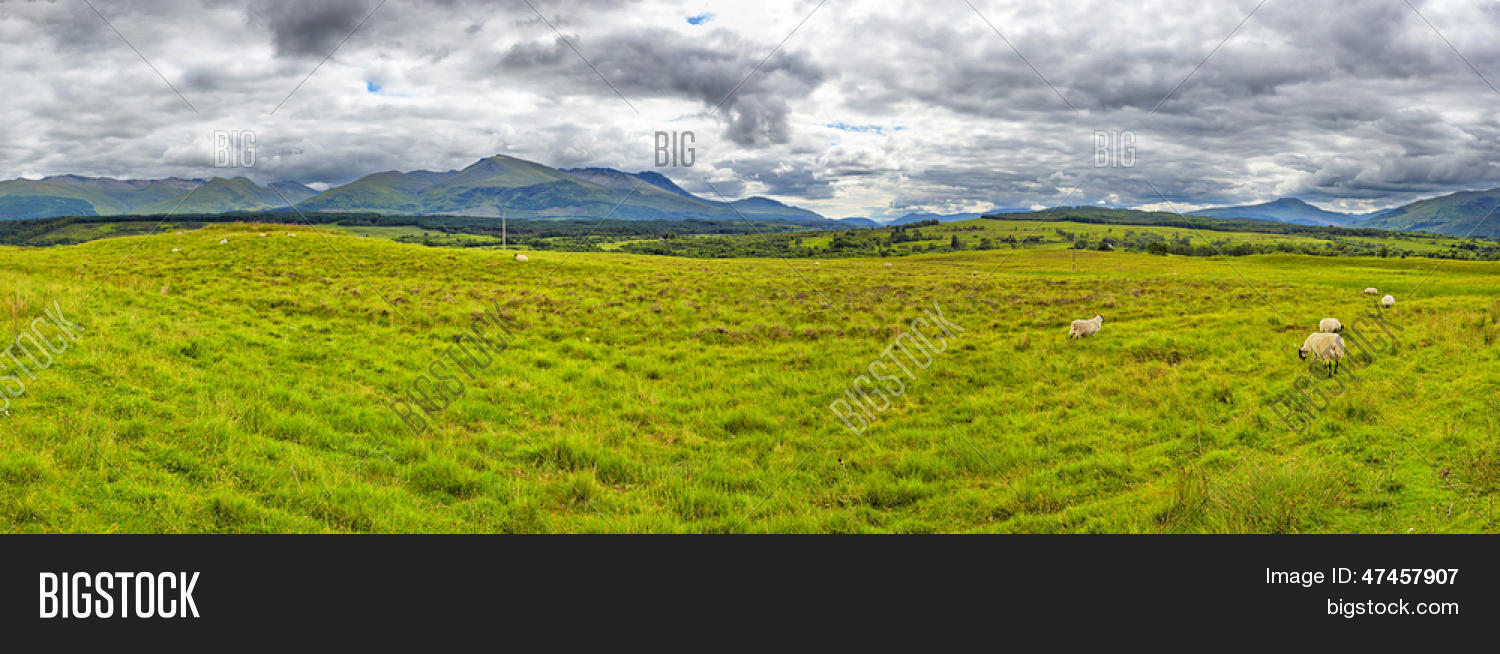 Panoramic View Of The The Grey Corries Range And Ben Nevis The Highest Moutain In Scotland And The Image Stock Photo 47457907