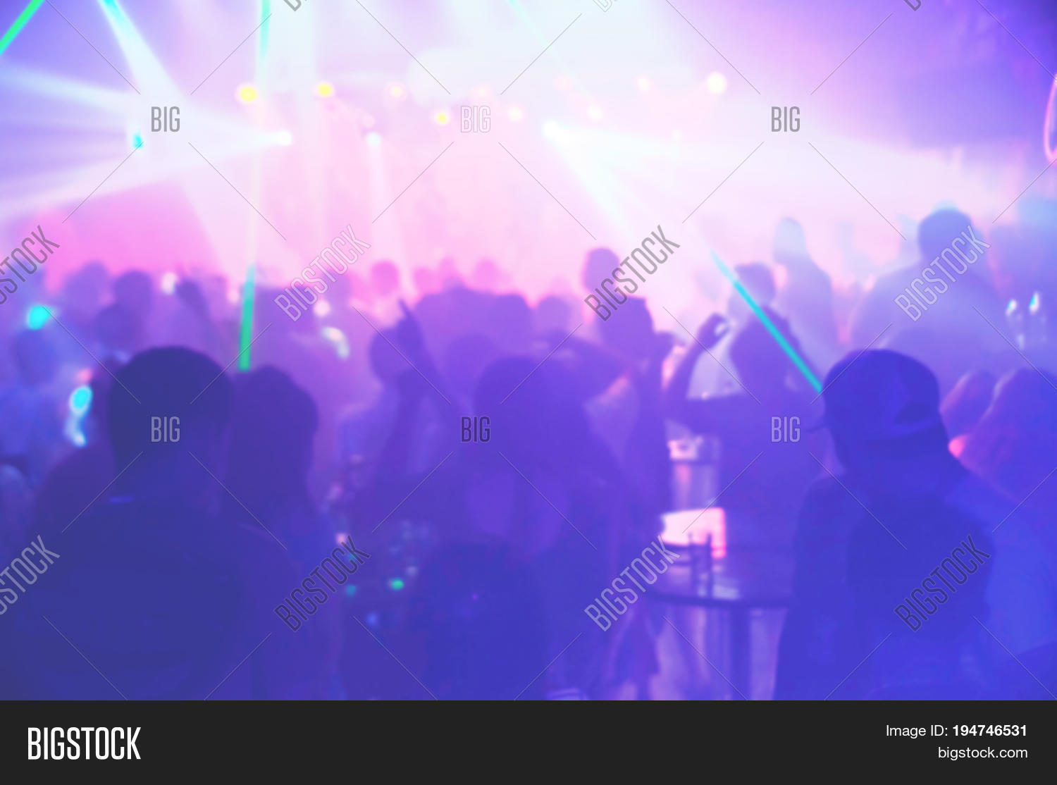 Blur Light In Club Party Show And Silhouette Of Audience Crowd People