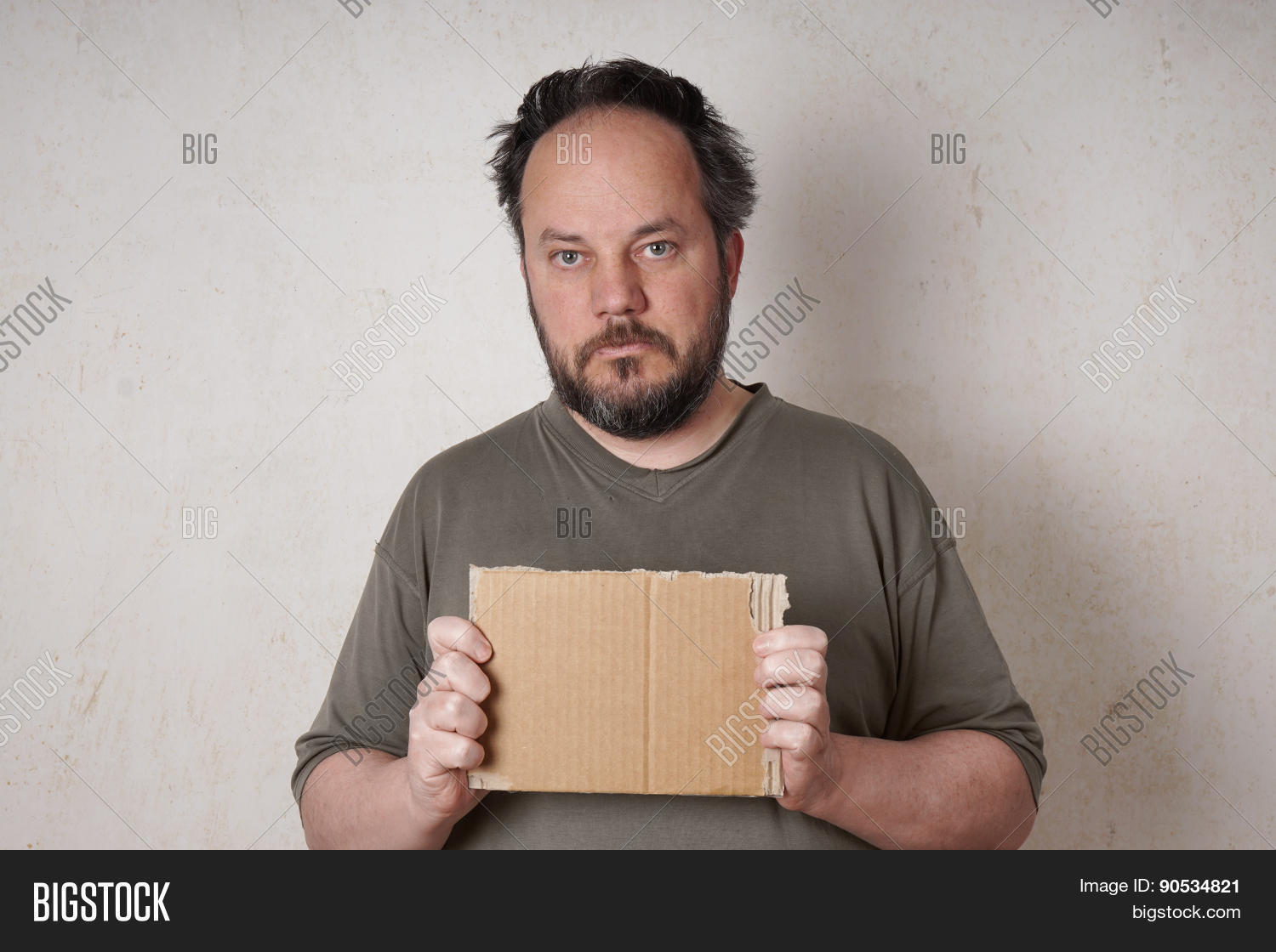 Scruffy Man Holding Sign Image Stock Photo Scruffy Man Holding Sign Image Stock Photo